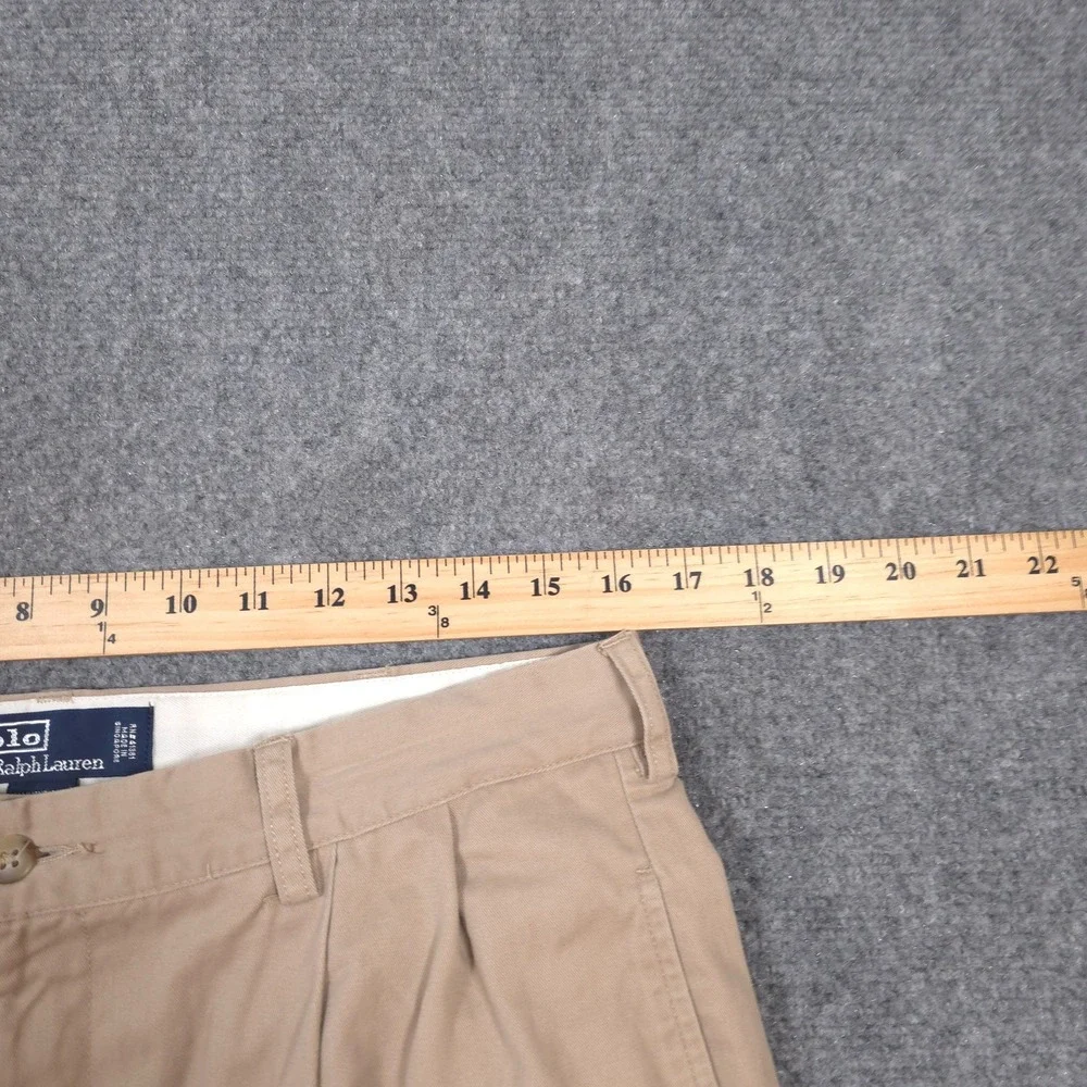 VTG Polo Ralph Lauren Hammond Pant Mens 35x28* Beige Chino Pleated Cuffed READ
